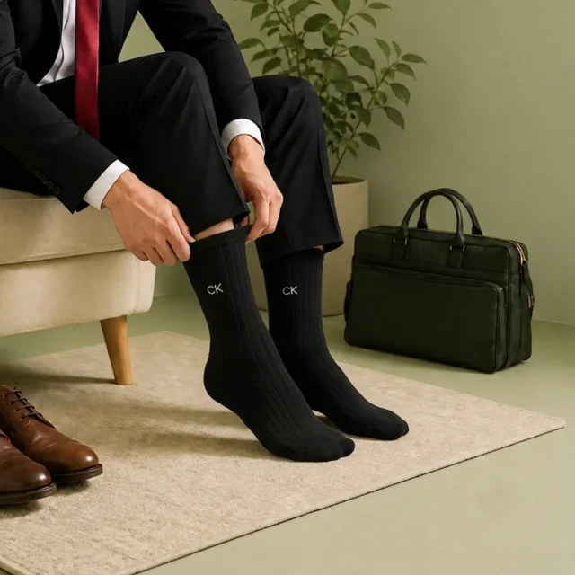 پاخور جوراب ساق‌دار طرح CK مناسب استایل روزمره