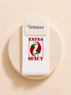 نمای کامل جوراب طرح Extra Spicy رنگ سفید