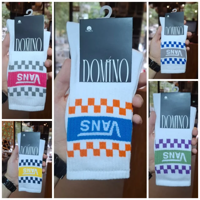 پک ۳ عددی جوراب ساق‌دار ونس طرح شطرنجی سفید (Vans)