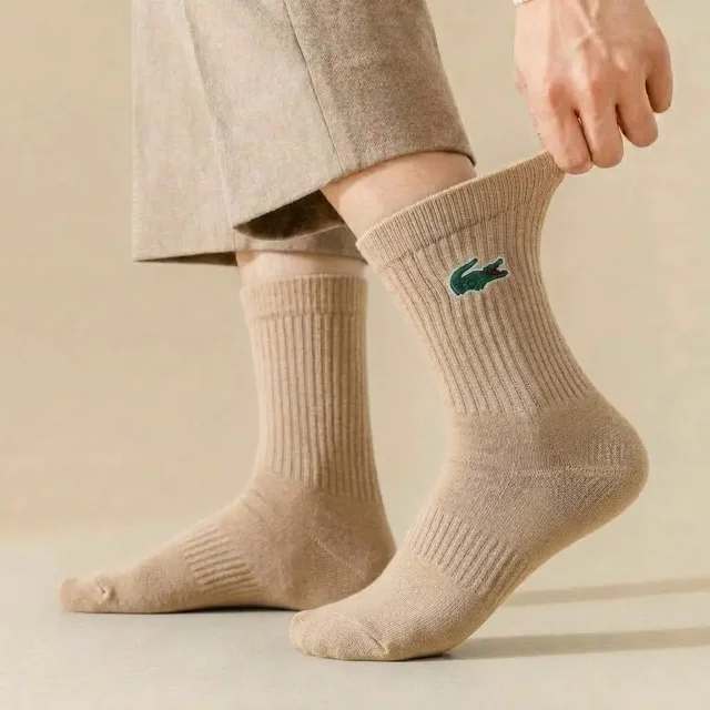 پاخور جوراب ساق دار اسپرت لاگوست رنگ خاکی پنبه ای اصل