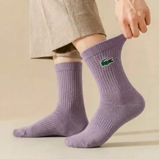 پاخور جوراب ساق دار اسپرت لاگوست رنگ یاسی پنبه ای اصل