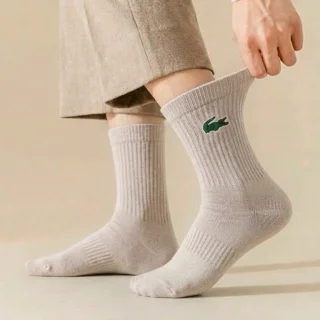 پاخور جوراب ساق دار اسپرت لاگوست رنگ کرم پنبه ای اصل