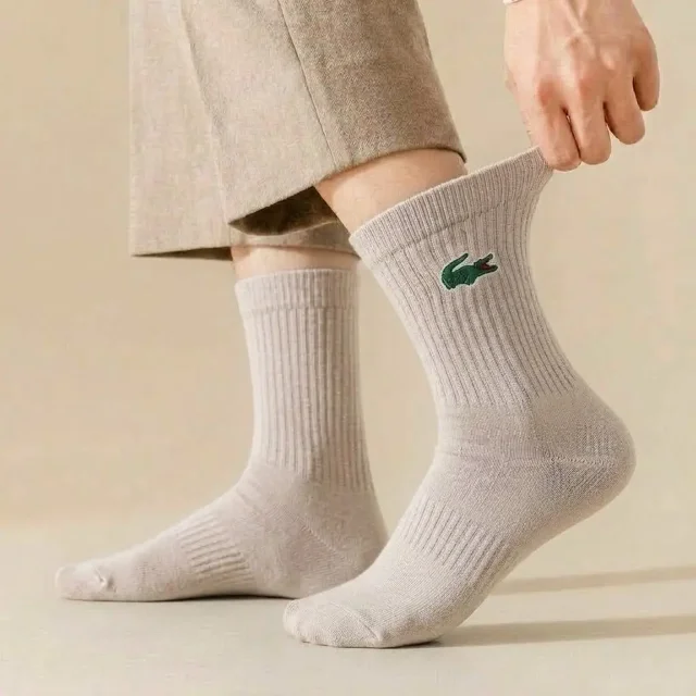 پاخور جوراب ساق دار اسپرت لاگوست رنگ کرم پنبه ای اصل